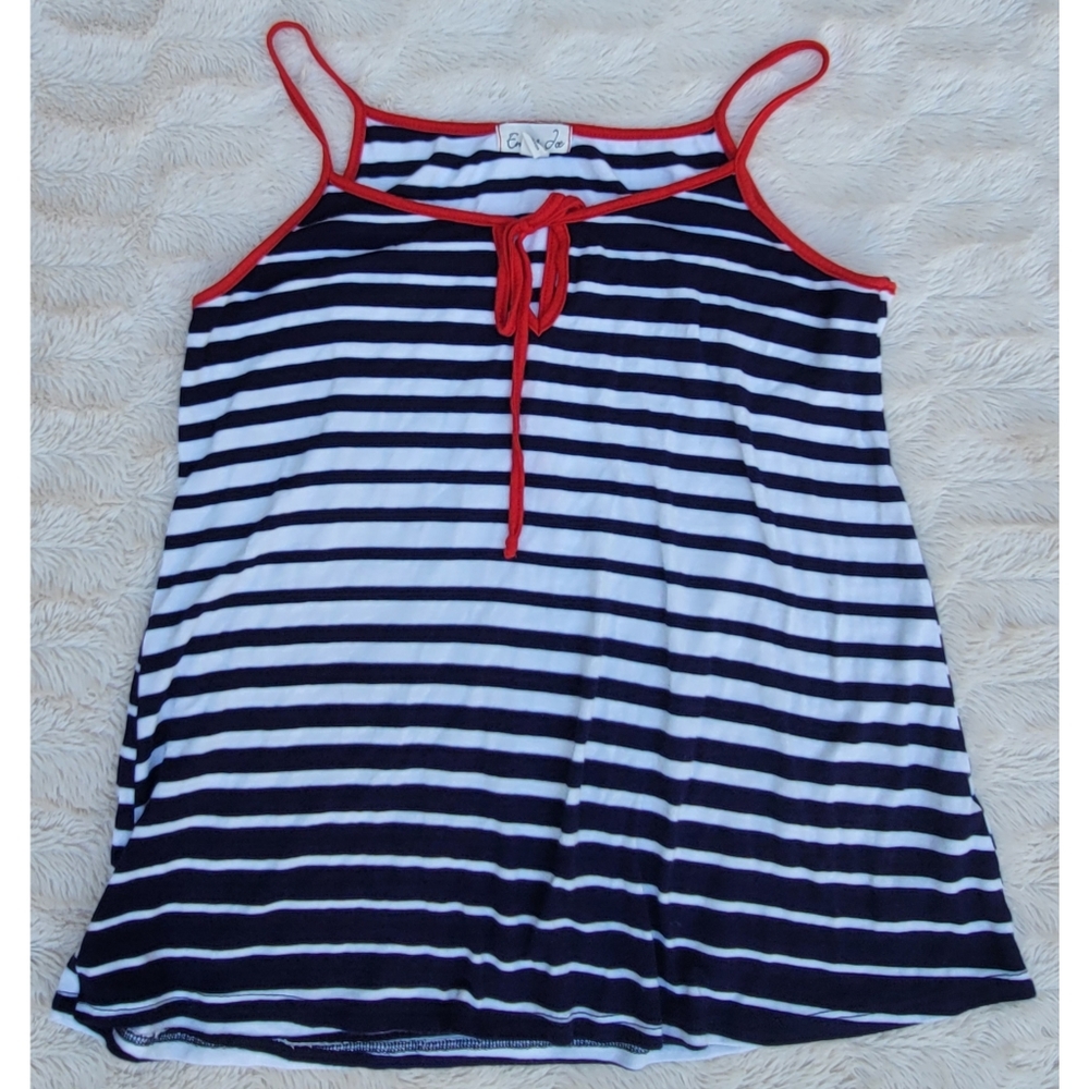 Emi & Joe striped navy red and white top